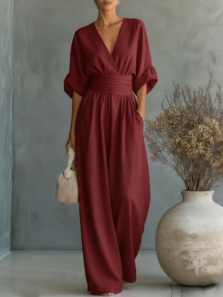 Chloe | Elegant V-Neck High-Waist Jumpsuit