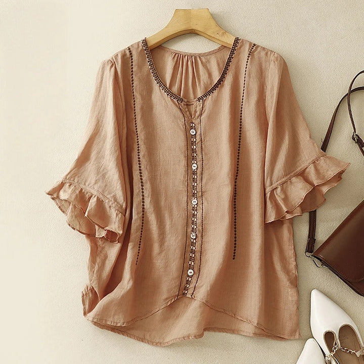 Gia™ | Pattern Ruffle Sleeve Blouse