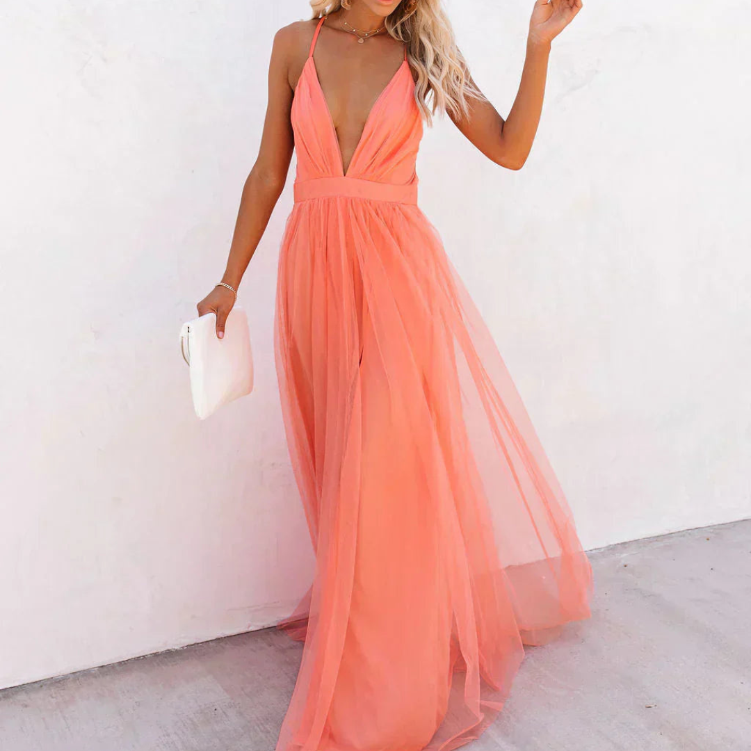 Irina | Coral Light Maxi Dress