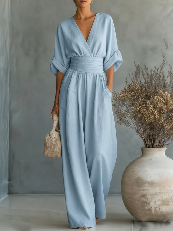Chloe | Elegant V-Neck High-Waist Jumpsuit