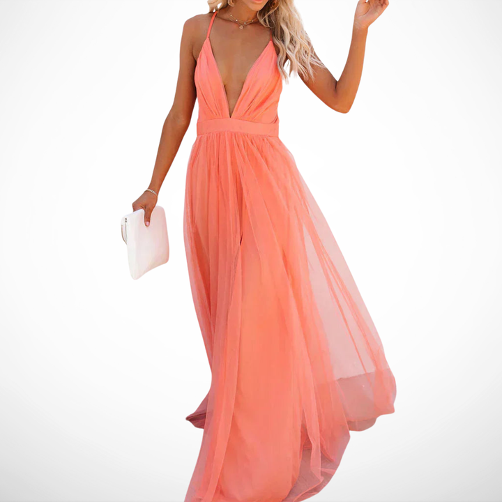 Irina | Coral Light Maxi Dress