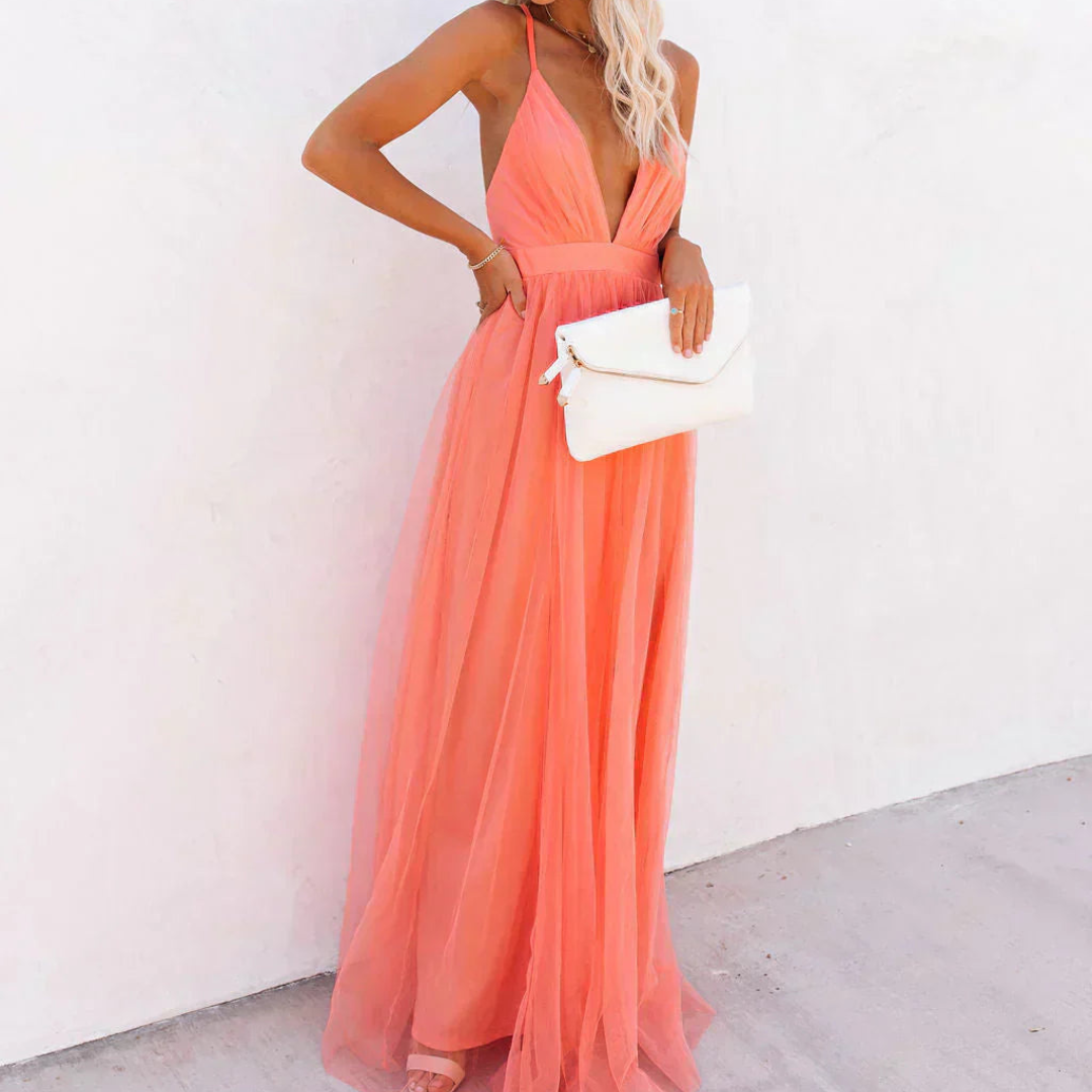 Irina | Coral Light Maxi Dress