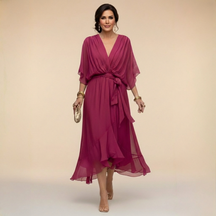 Emily | Chiffon Dress with V-Neck