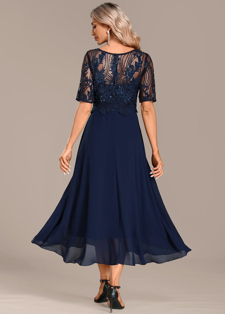 Sophie | Lace Short Sleeve Round Neck Dress