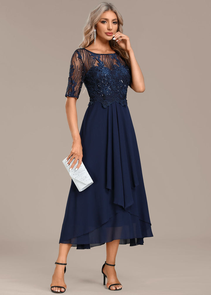 Sophie | Lace Short Sleeve Round Neck Dress