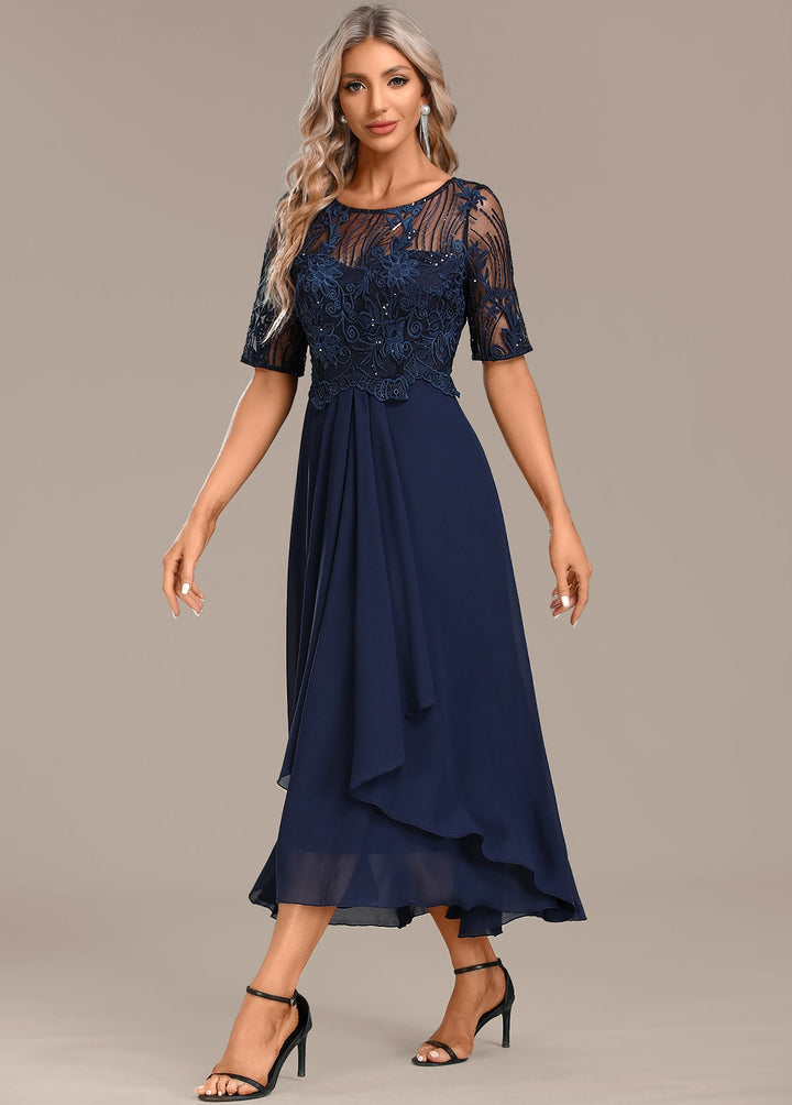 Sophie | Lace Short Sleeve Round Neck Dress