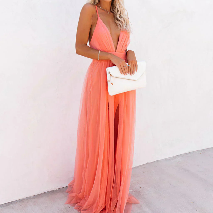 Irina | Coral Light Maxi Dress