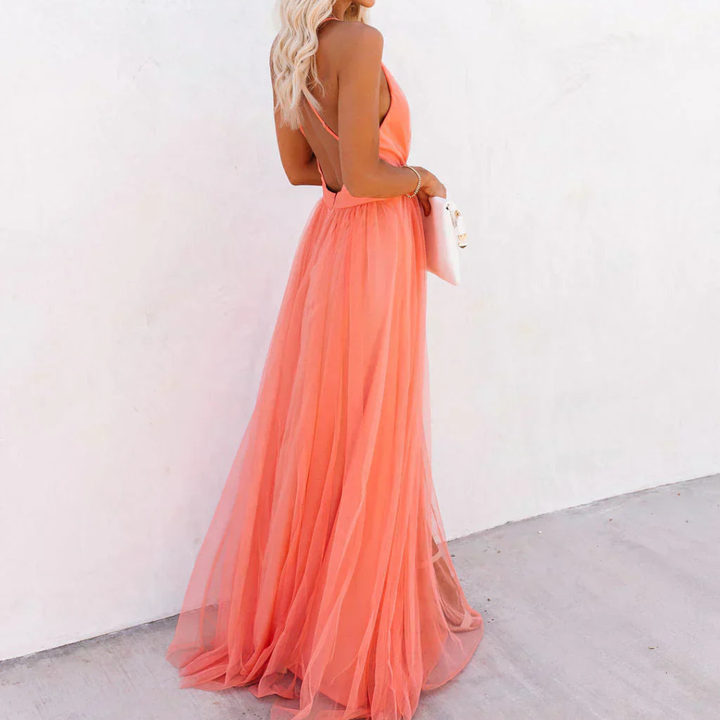 Irina | Coral Light Maxi Dress