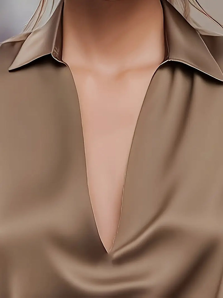 Eva™ | Premium V-Neck Satin Blouse