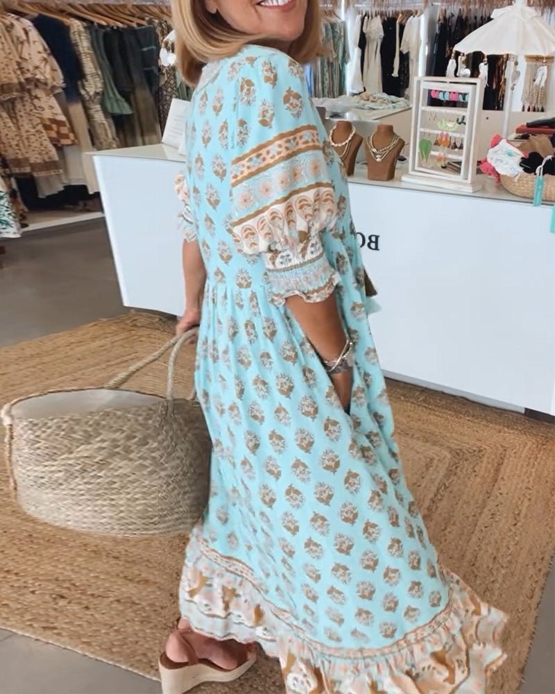 Audrey™ | Boho Midi Tassel Dress