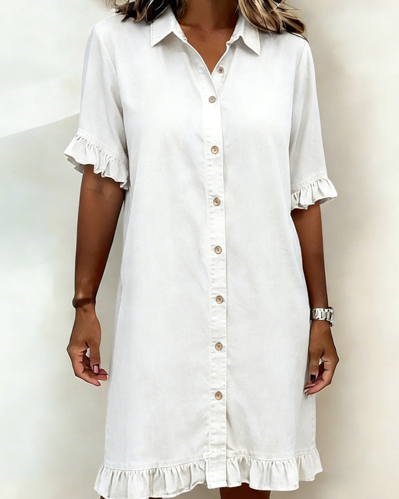Kristina | Comfortable Denim Dress with Flattering Pleats