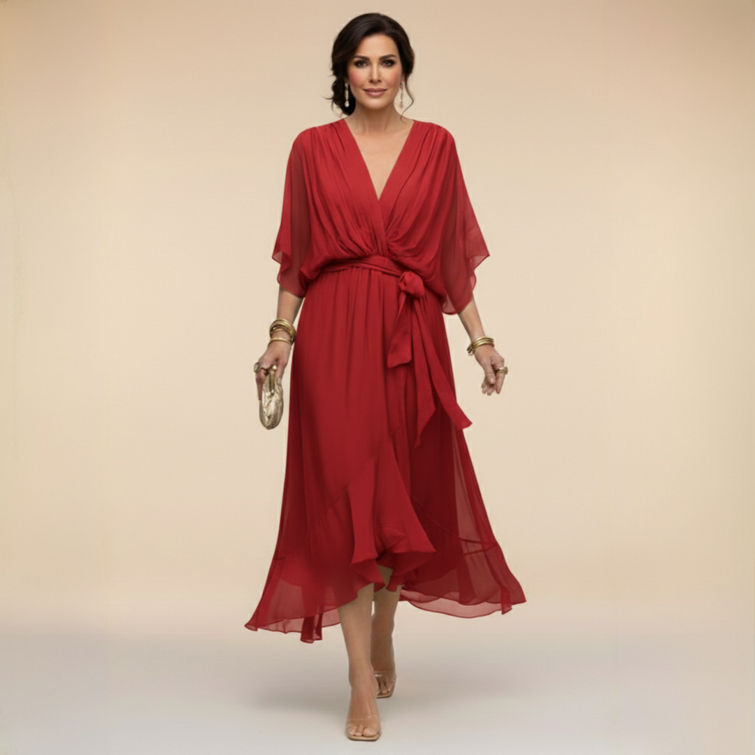 Emily | Chiffon Dress with V-Neck