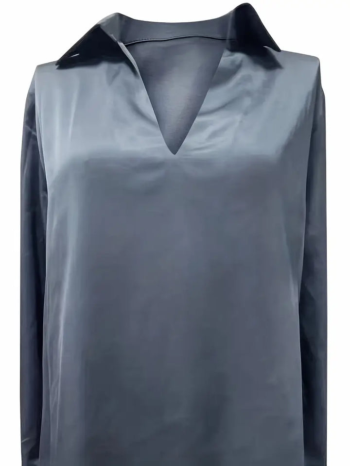 Eva™ | Premium V-Neck Satin Blouse