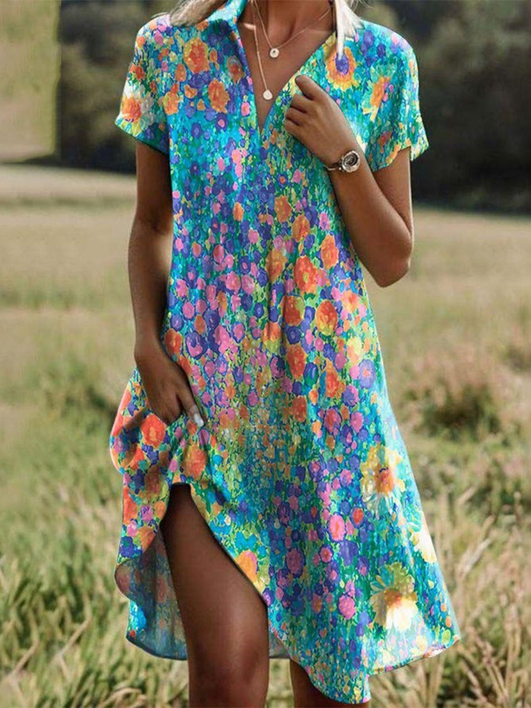 Taylor | Vintage Boho V-Neck Dress