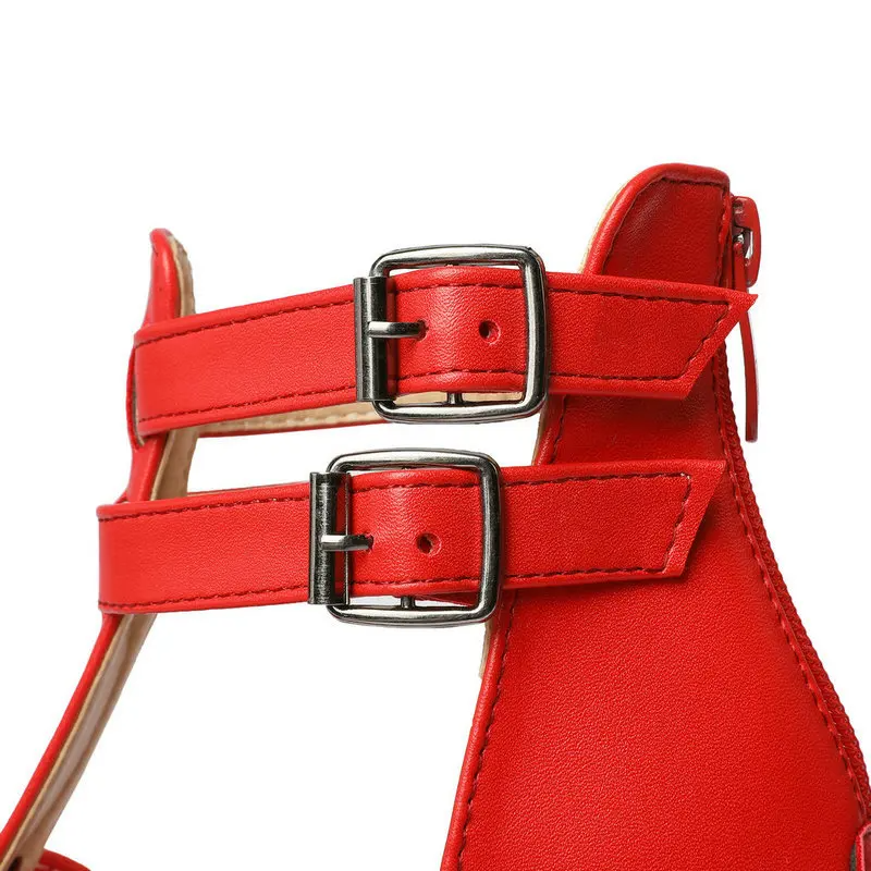 Lynette | Women's Leather Platform Flat Sandals Wide Fit