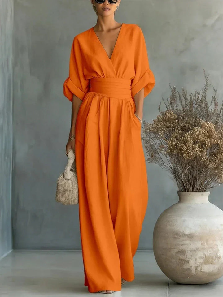 Chloe | Elegant V-Neck High-Waist Jumpsuit