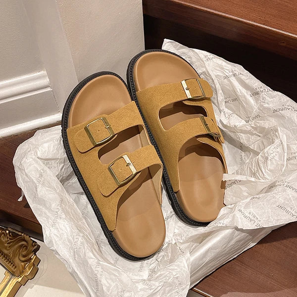 Solange | Women's Cushioned Slip-On Buckle Sandals