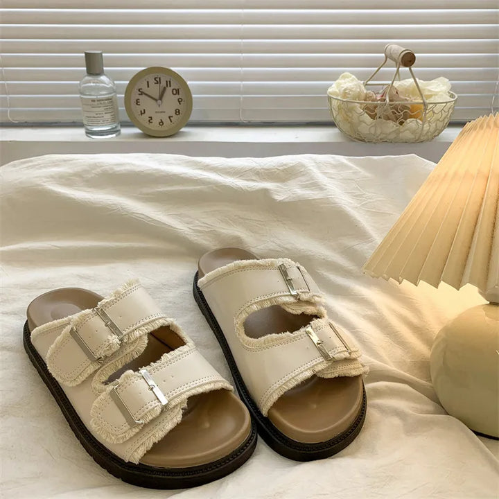 Solange | Women's Cushioned Slip-On Buckle Sandals