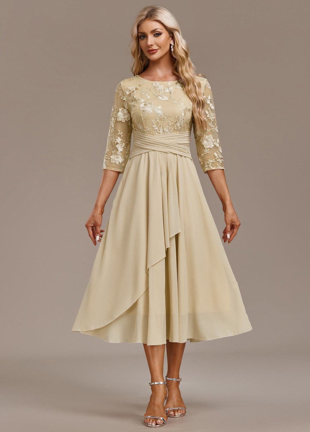 Sophie | Lace Short Sleeve Round Neck Dress