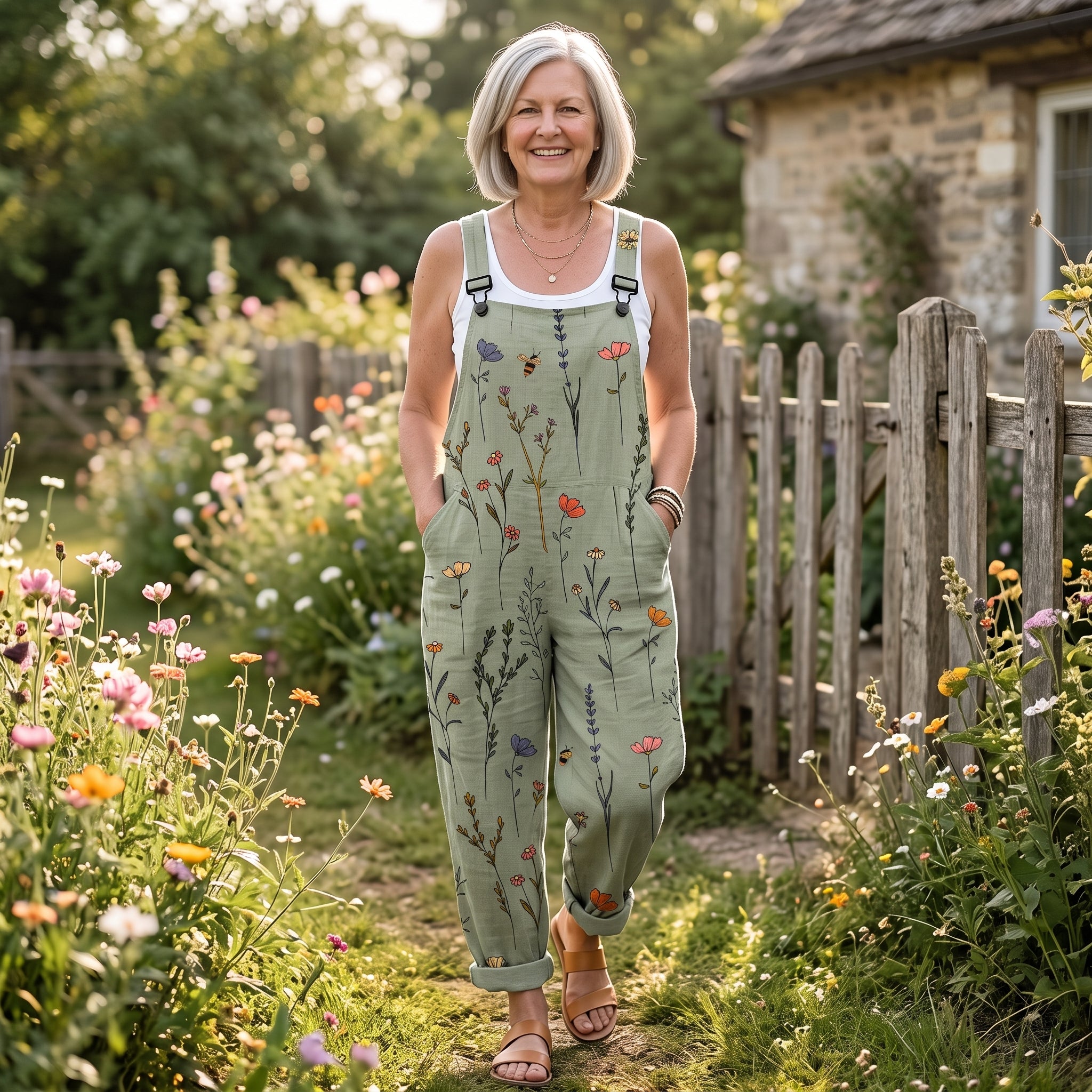 Beverly | Delicate Flower Overalls – The Madison Sisters Charleston