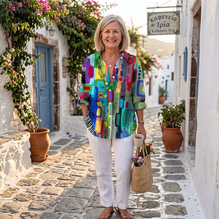 Marjorie™ | Elegant Blouse with Geometric Pattern