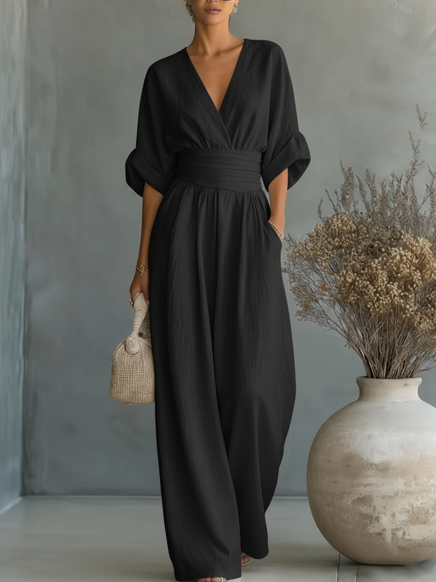 Chloe | Elegant V-Neck High-Waist Jumpsuit