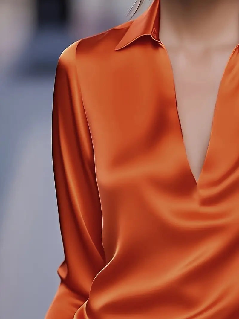 Eva™ | Premium V-Neck Satin Blouse