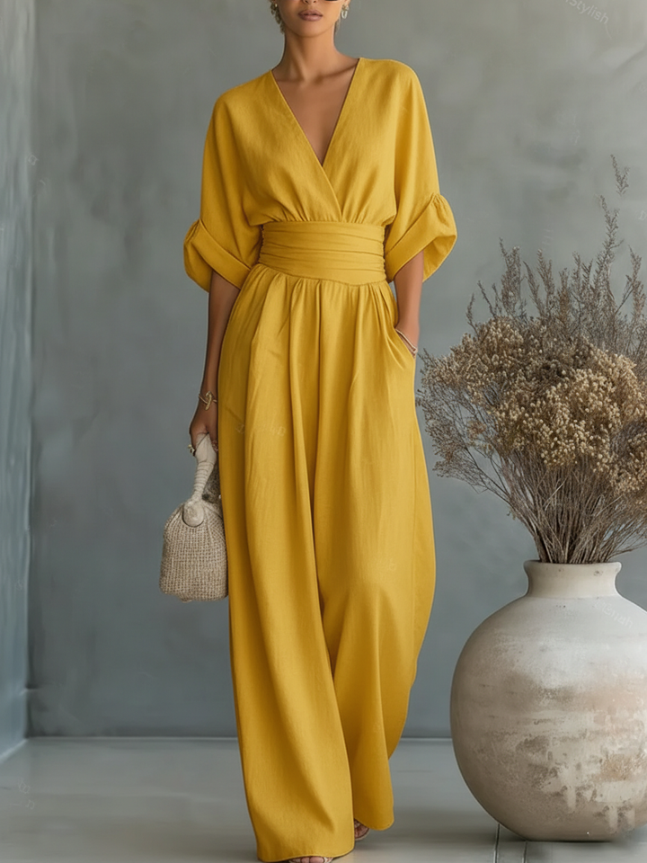 Chloe | Elegant V-Neck High-Waist Jumpsuit