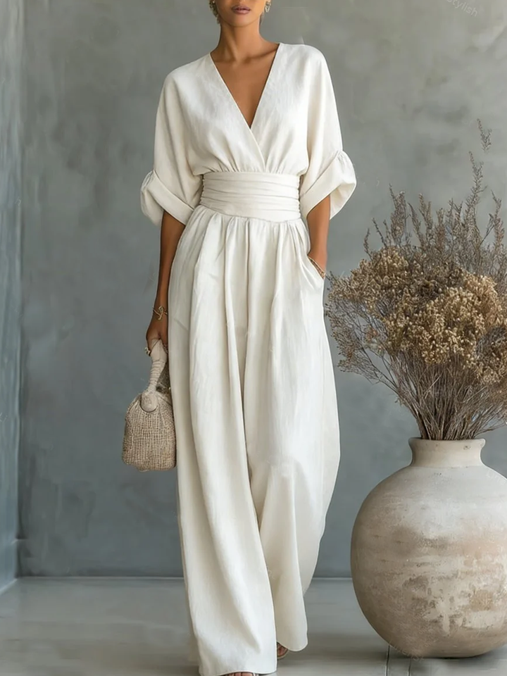 Chloe | Elegant V-Neck High-Waist Jumpsuit