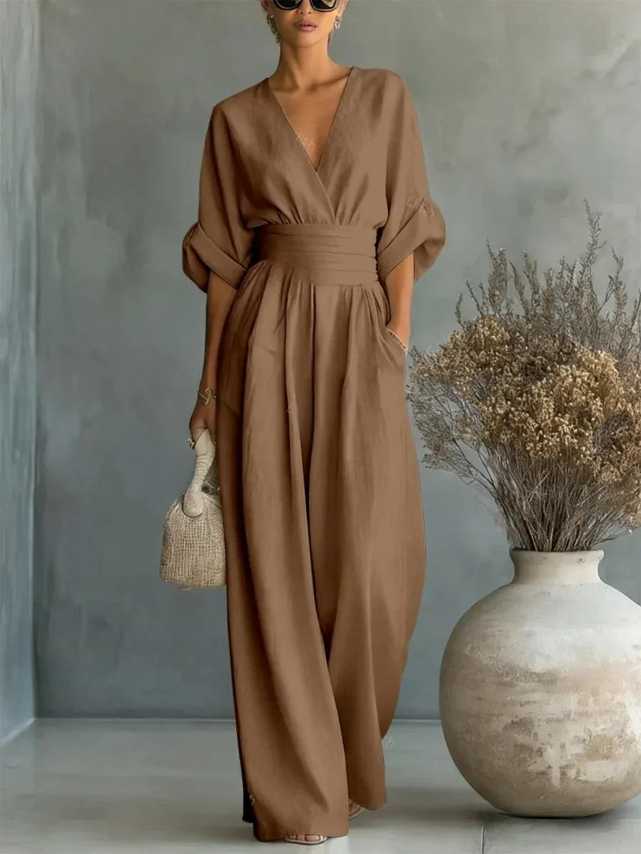 Chloe | Elegant V-Neck High-Waist Jumpsuit