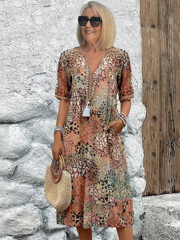 Susan | Vibrant Midi Dress with Elegant Tummy Coverage