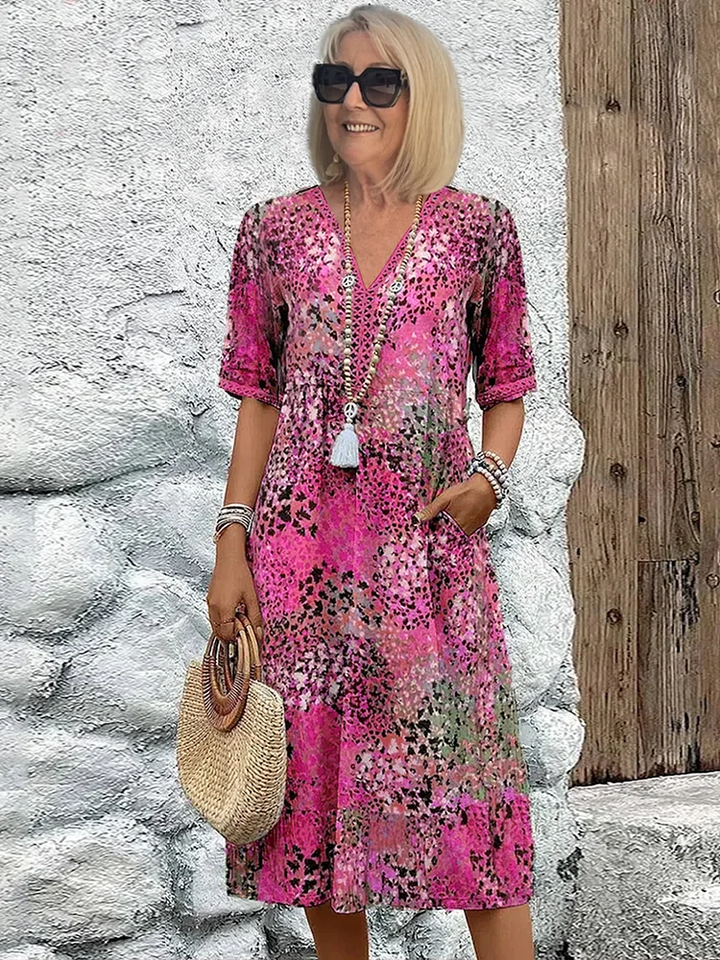 Susan | Vibrant Midi Dress with Elegant Tummy Coverage