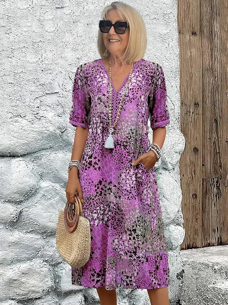 Susan | Vibrant Midi Dress with Elegant Tummy Coverage