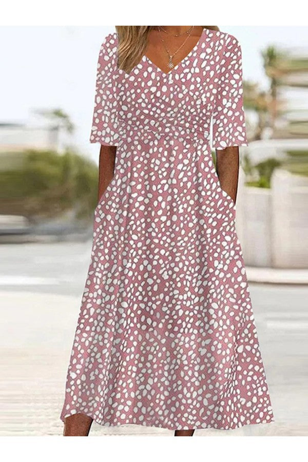 Colette | Elegant Tummy - Flattering Folka Dot Midi Dress