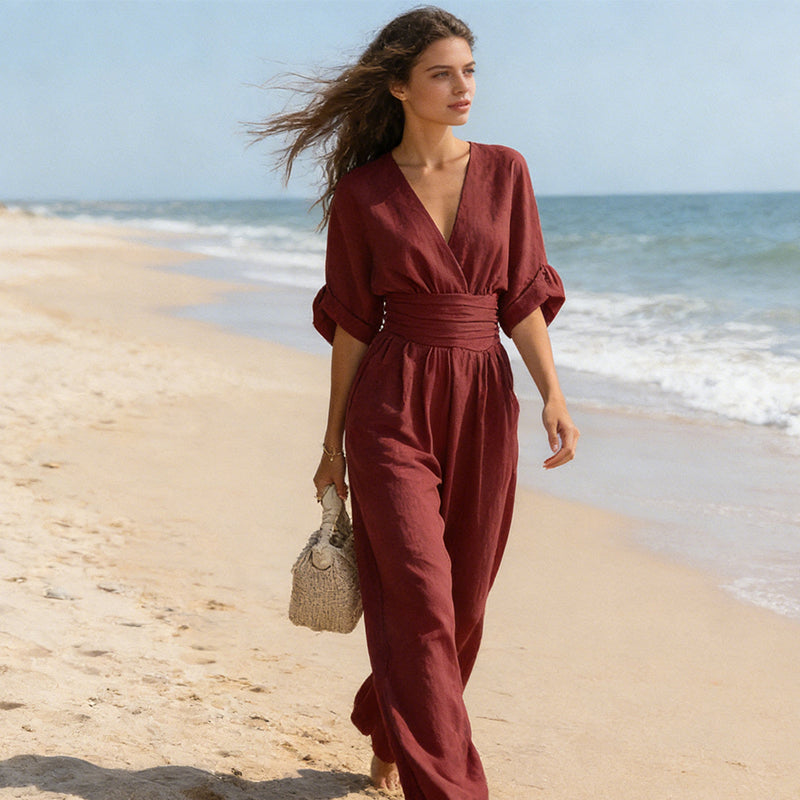 Hilda | Elegant Jumpsuit with V-Neck and Wide Legs