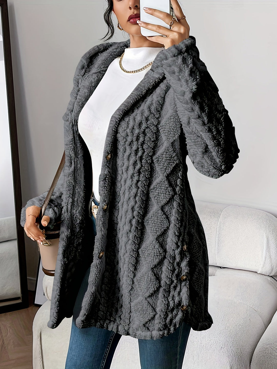 Adriana™ | Plush Hooded Cardigan