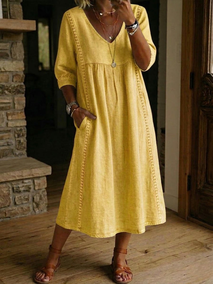 Vienna | Falling Linen & Cotton Dress with Lace Details