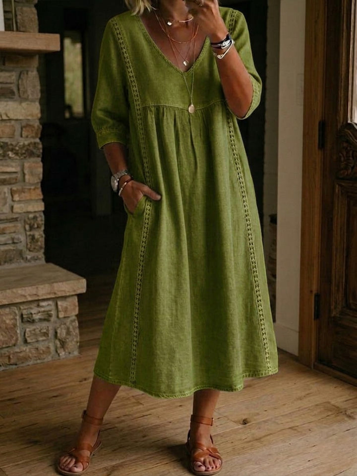 Vienna | Falling Linen & Cotton Dress with Lace Details