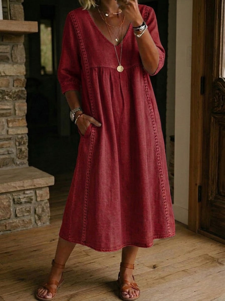 Vienna | Falling Linen & Cotton Dress with Lace Details