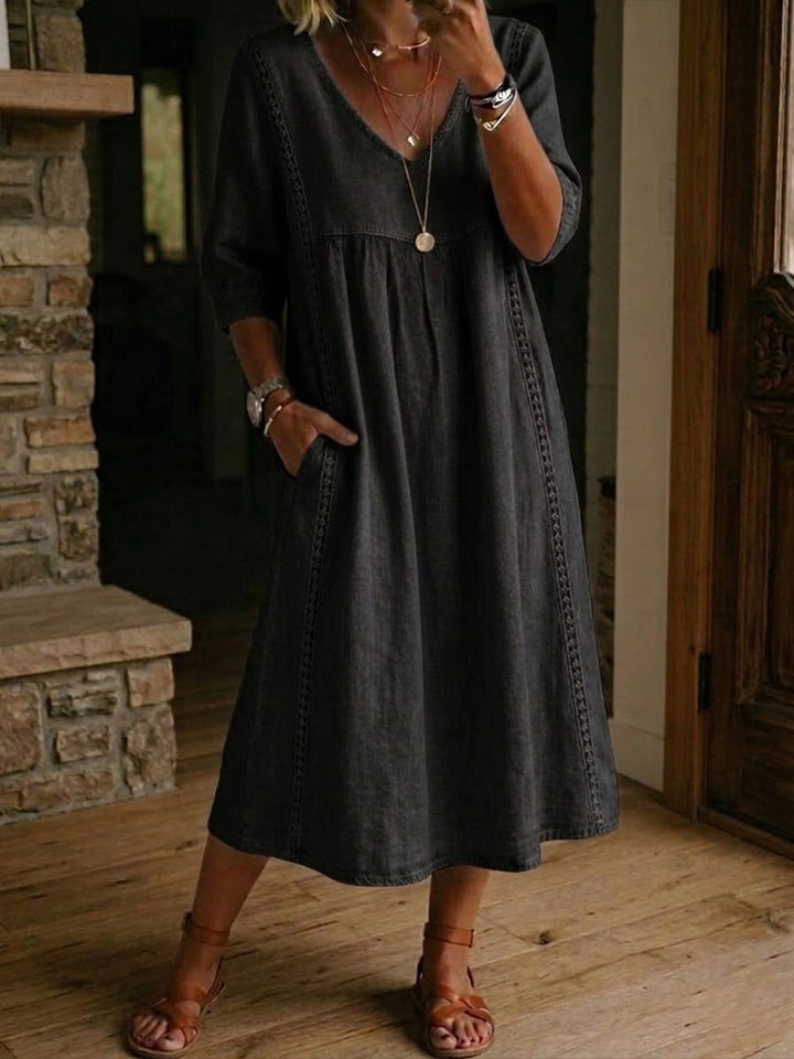 Vienna | Falling Linen & Cotton Dress with Lace Details