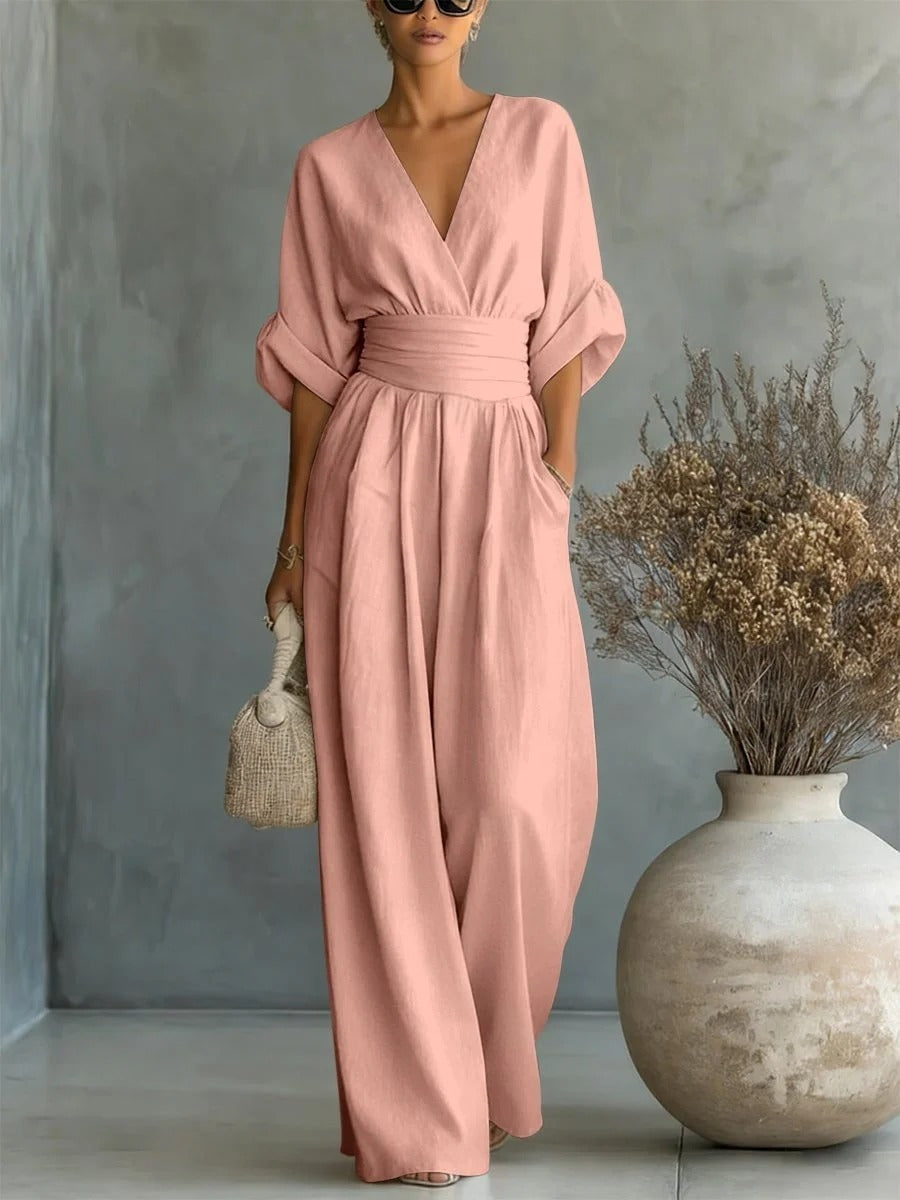 Chloe | Elegant V-Neck High-Waist Jumpsuit