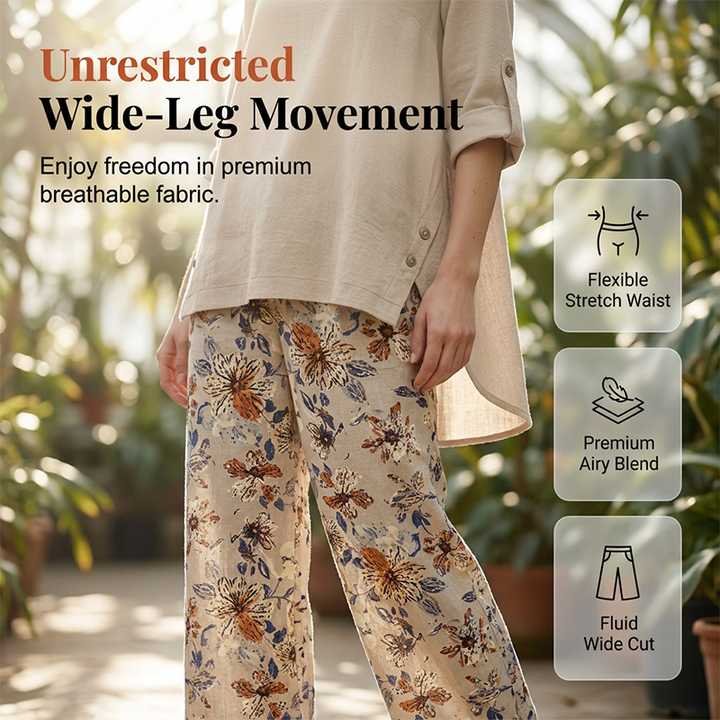 Clara | Cotton-Linen Set with Tunic and Floral Pants