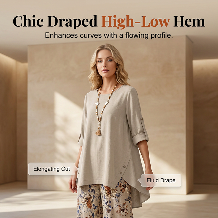 Clara | Cotton-Linen Set with Tunic and Floral Pants