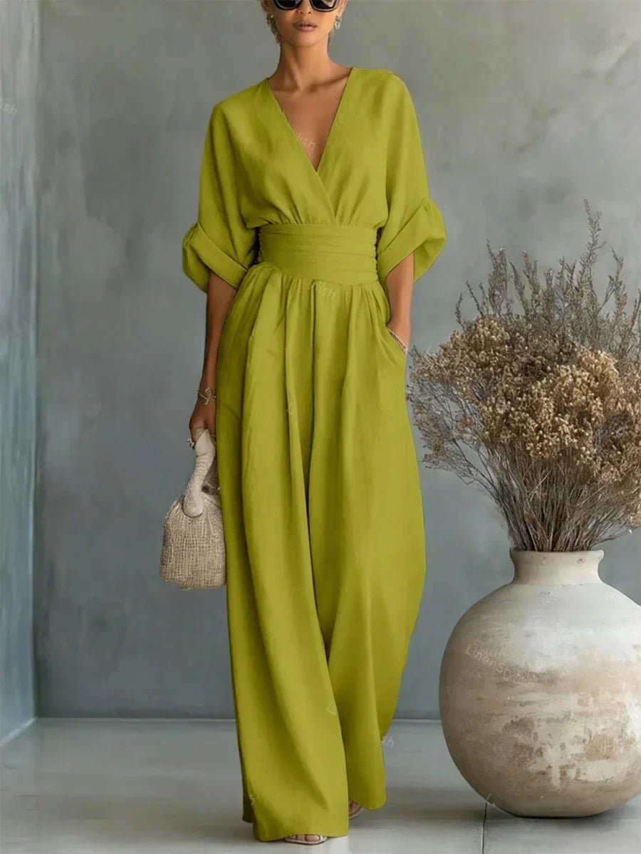 Chloe | Elegant V-Neck High-Waist Jumpsuit